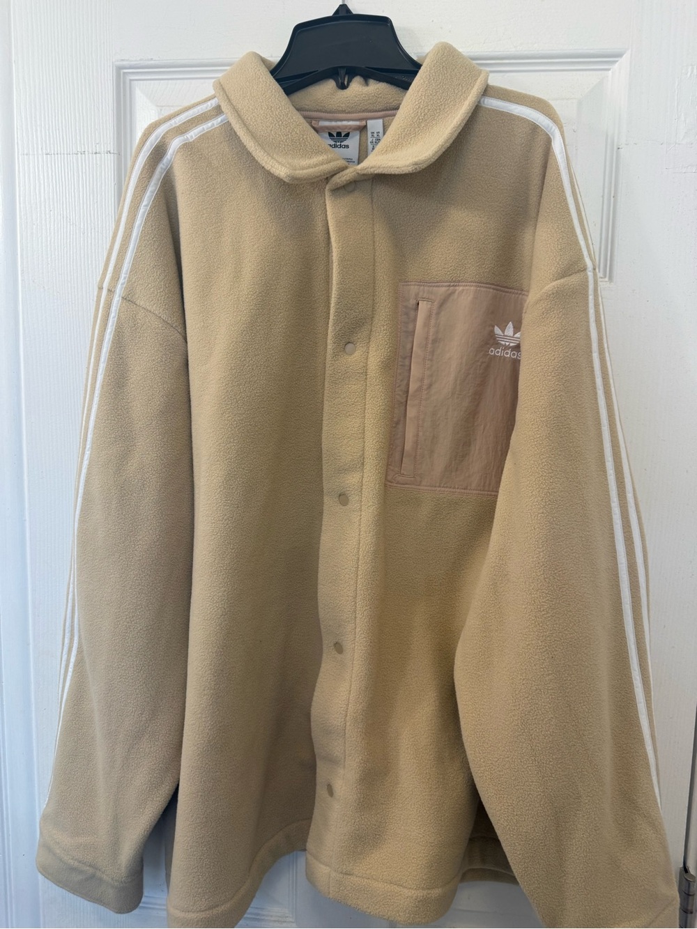 Adidas Men’s Tan Fleece Polar Jacket with Chest Pocket